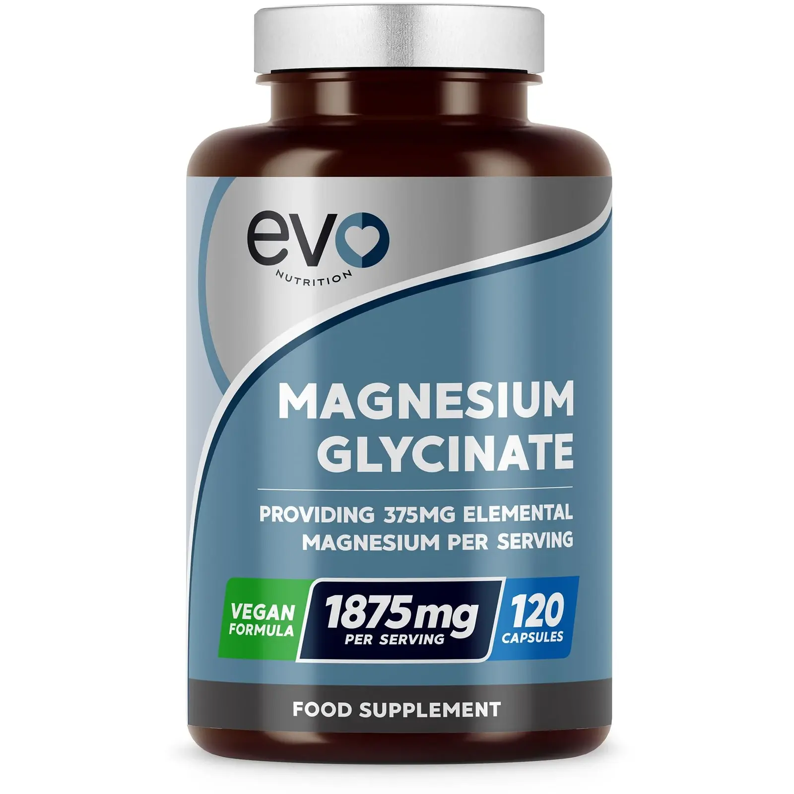 Magnesium Glycinate Supplement — 120 Vegan Capsules, 1875mg per Serving, 375mg Elemental Magnesium