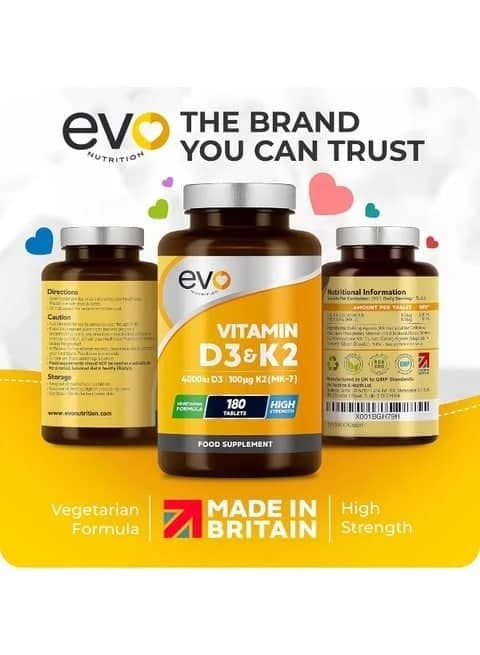 Vitamin D3 4000iu & Vitamin K2 100ug (MK7), 180 Vegetarian Tablets