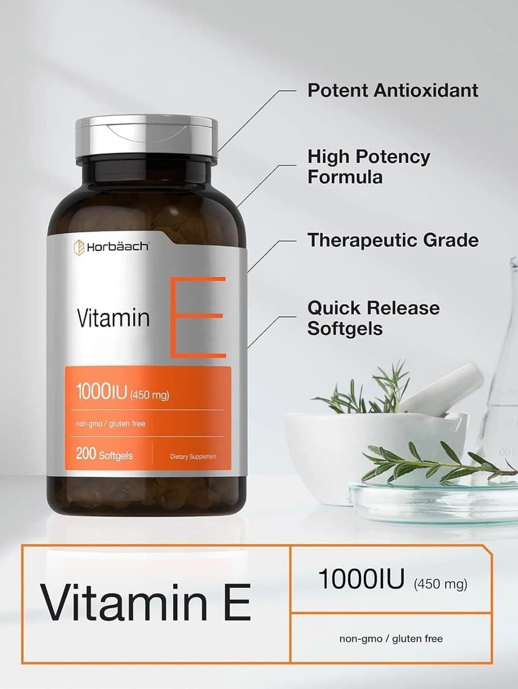 Vitamin E 1000 IU, 200 Softgels