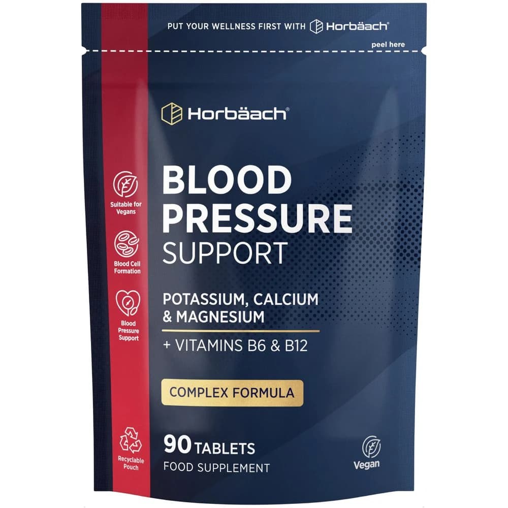Blood Pressure Tablets, Magnesium with Potassium & Calcium, 90 Count, Vegan