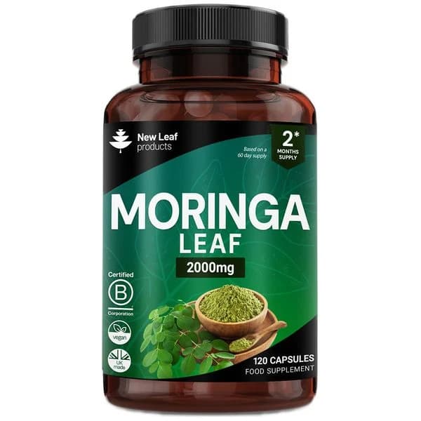 Moringa Leaf Capsules 2000mg, 120 Vegan Powder Capsules