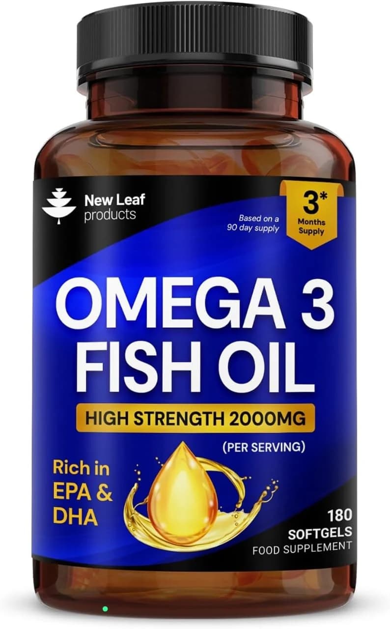 Omega 3 Fish Oil, High Strength 2000mg + EPA + DHA, 180 Softgels