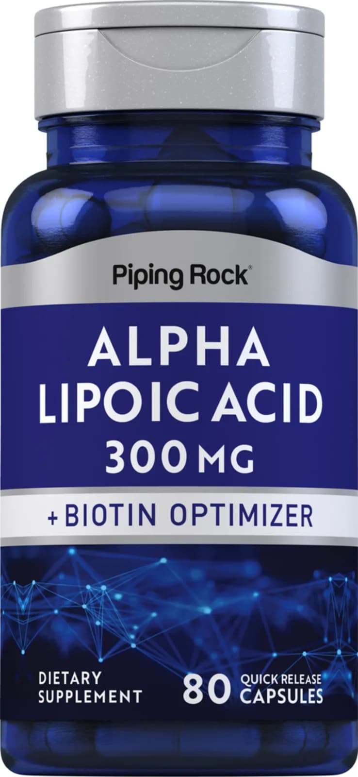 Piping Rock Alpha Lipoic Acid 300 mg + Biotin Optimizer 80 Quick Release Capsules