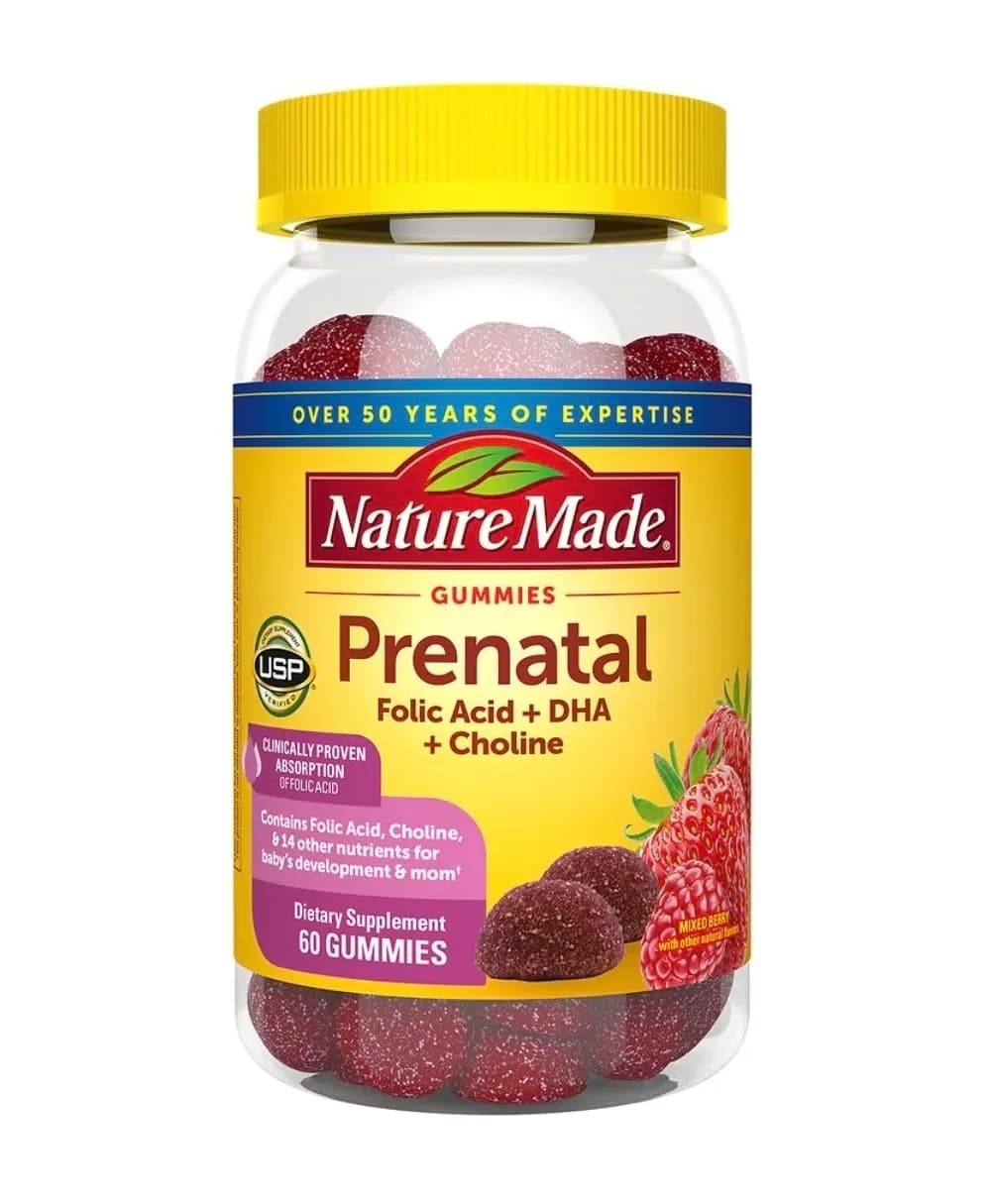 Nature Made Prenatal Gummies Folic Acid + DHA + Choline 60 Gummies