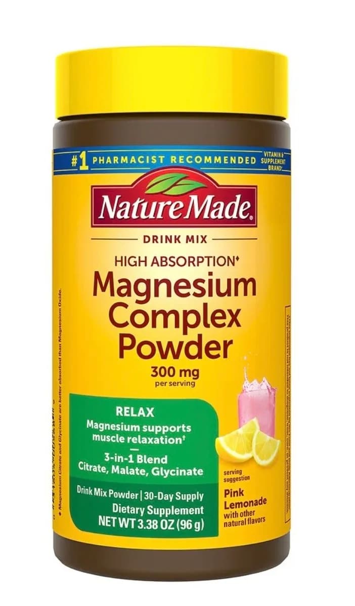 Nature Made Magnesium Complex Powder Drink Mix Pink Lemonade 3.38 OZ (96 g)