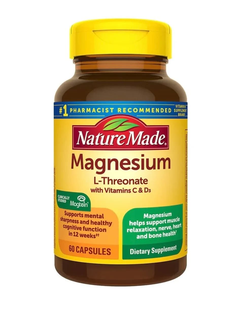 Magnesium L-Threonate with Vitamins C & D3 60 Capsules