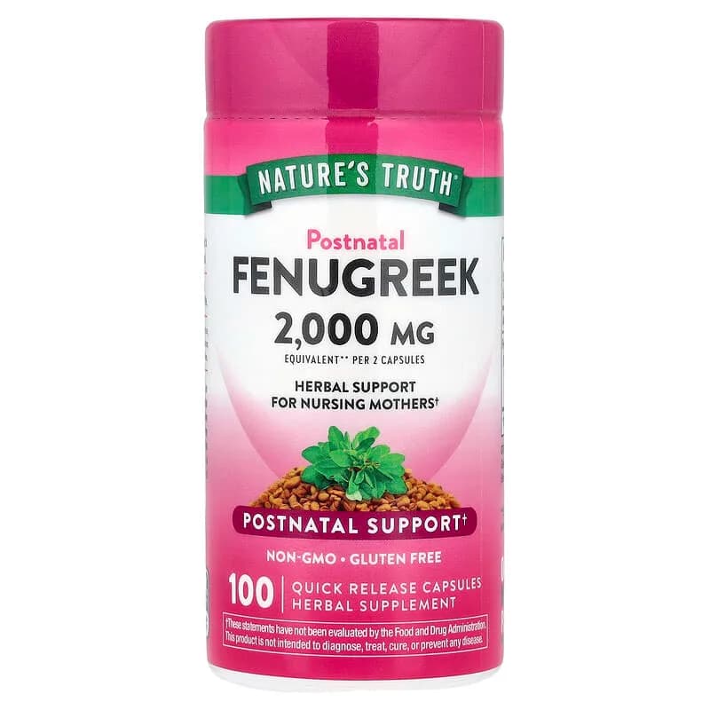 Nature's Truth Postnatal Fenugreek 2000 mg 100 Quick Release Capsules