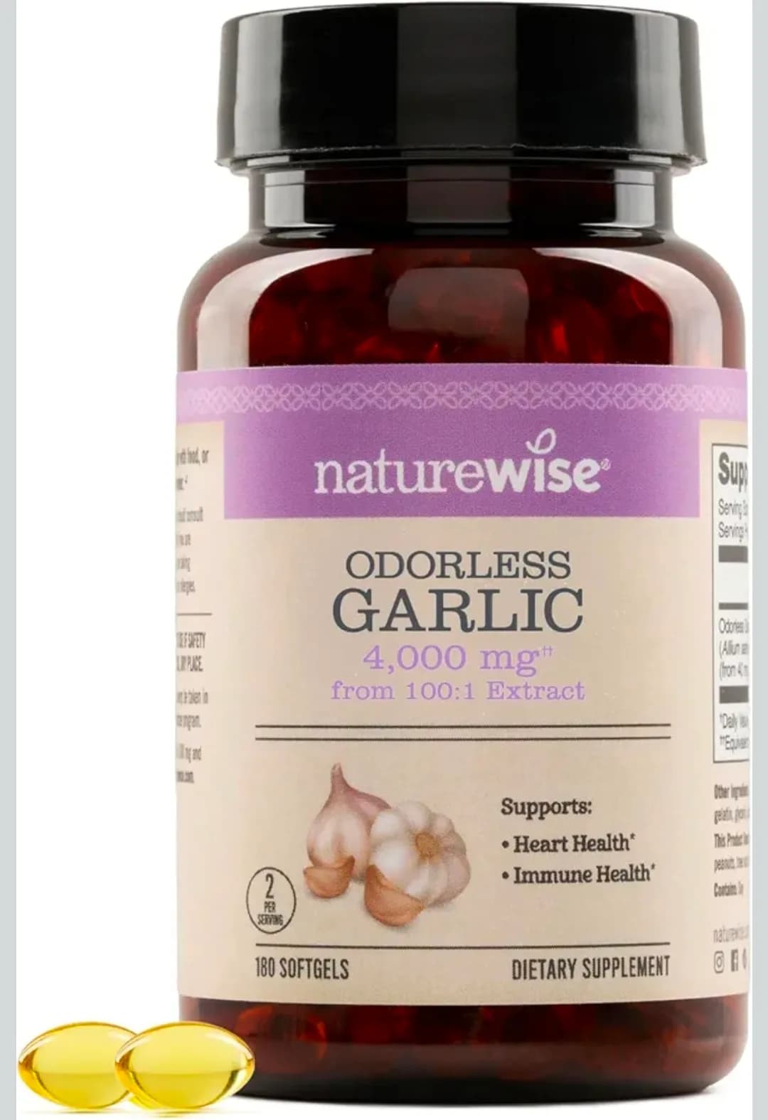 NatureWise Odorless Garlic 4000 mg 180 Softgels