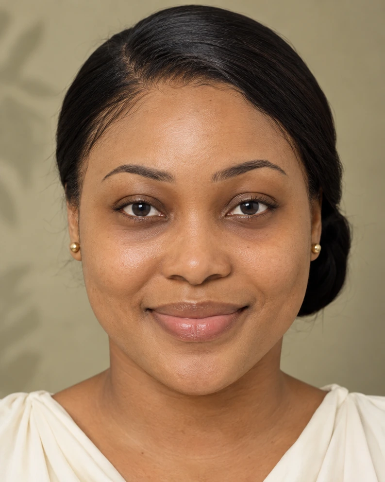 Illustrated after view: lighter under-eye pigmentation with natural colour retained