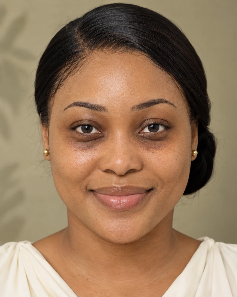 Illustrated before view: under-eye pigmentation